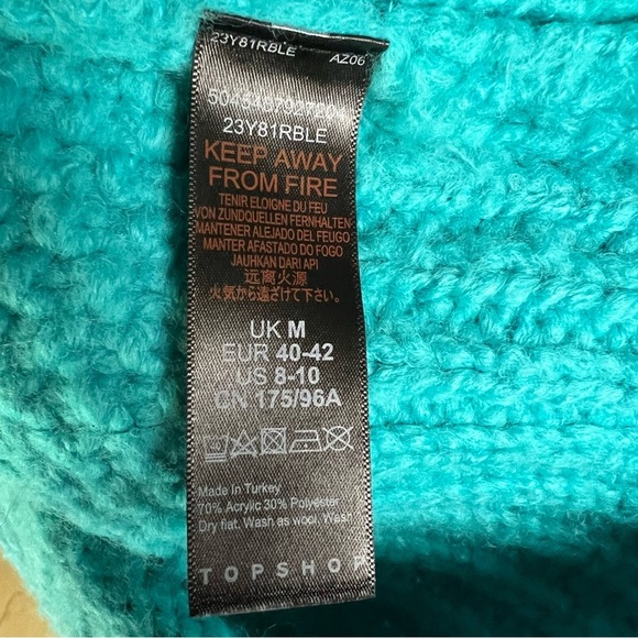 TOPSHOP Turquoise Roll Neck Sweater 8-10 - Picture 10 of 10